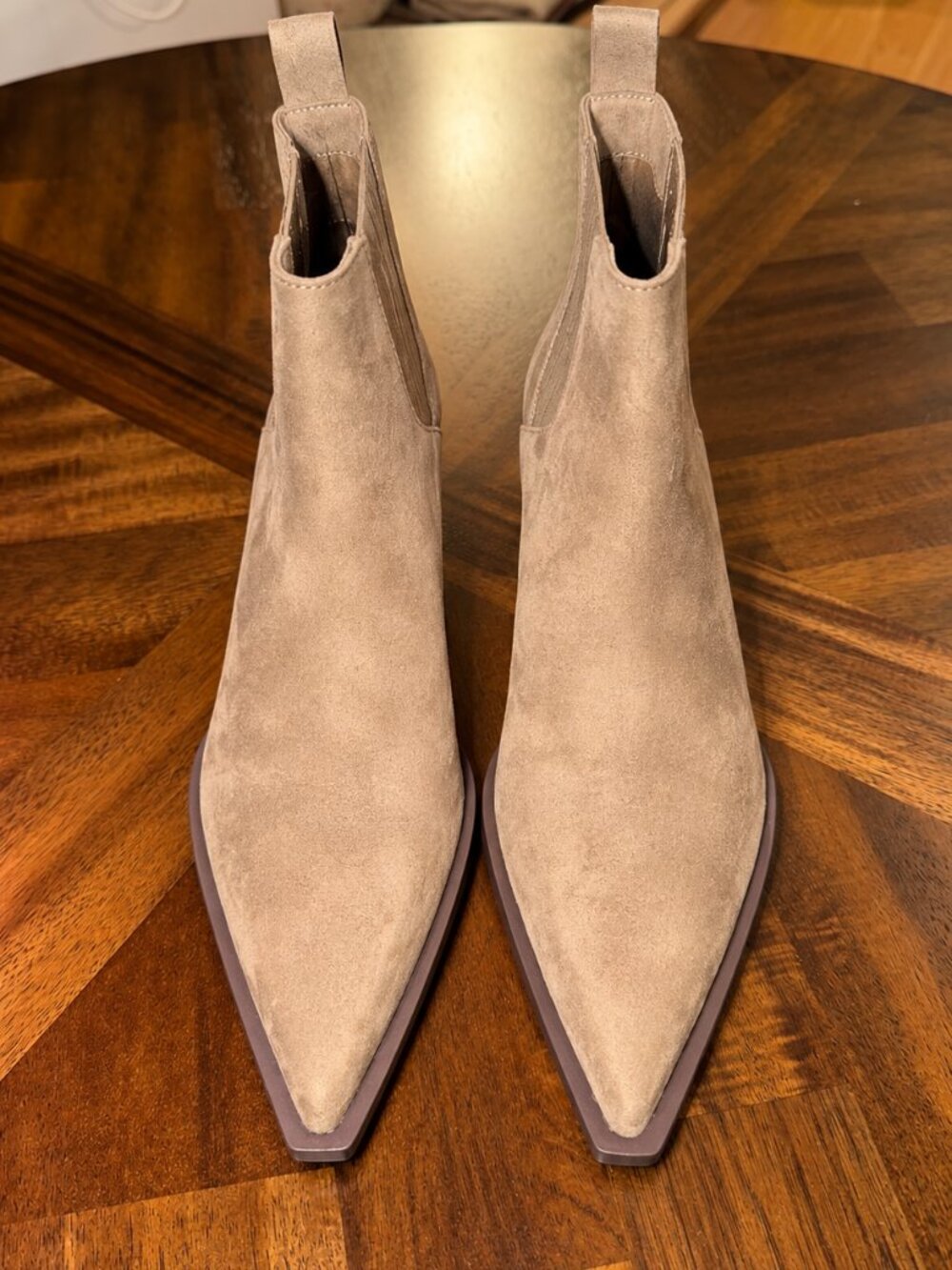 H&M Beige Suede Look Western Cowboy Ankle Boots Size 8